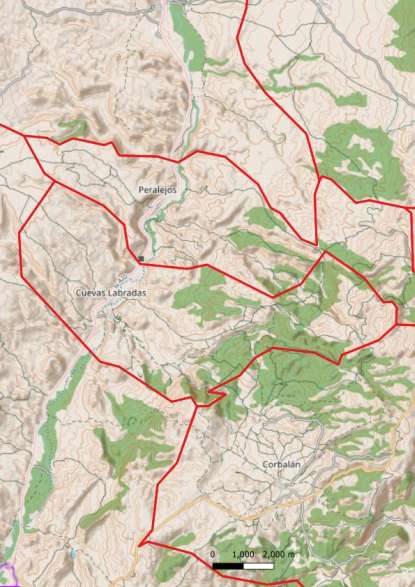 kaart Cuevas Labradas spanje