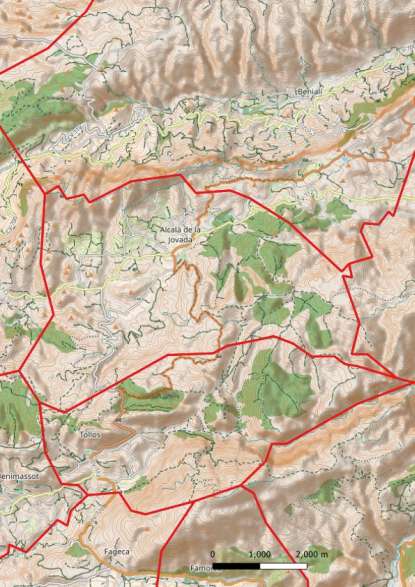 kaart La Vall d'Alcalà spanje