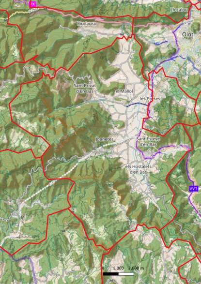 kaart La Vall d'en Bas spanje