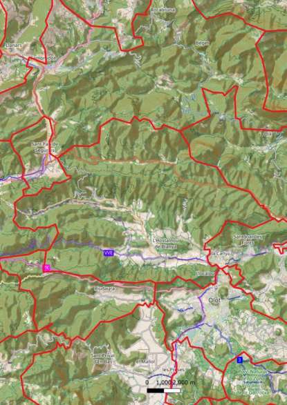 kaart La Vall de Bianya spanje