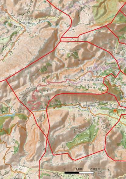 kaart La Vall de Laguar spanje