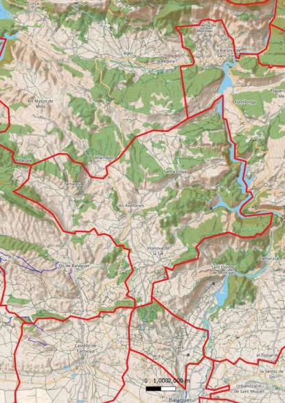 kaart Les Avellanes i Santa Linya spanje