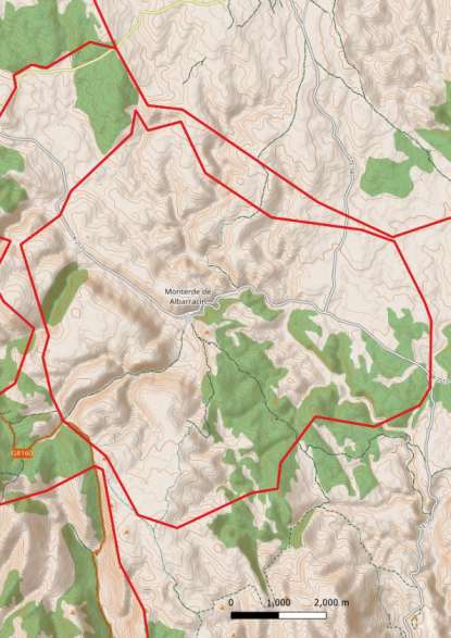 kaart Monterde de Albarracín spanje