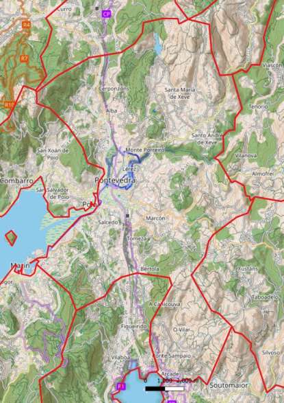 kaart Pontevedra spanje