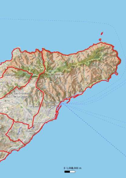 kaart Santa Cruz de Tenerife spanje
