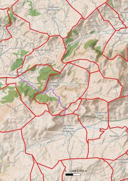 kaart Villafranca de la Sierra spanje