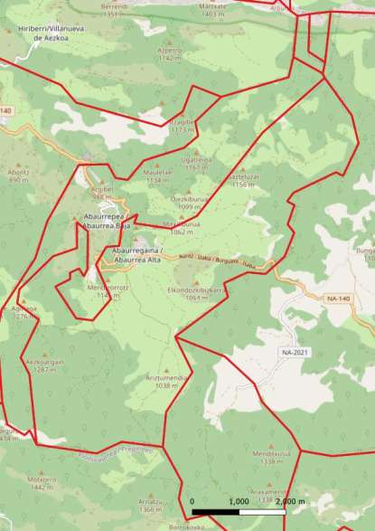 kaart Abaurregaina/Abaurrea Alta spanje