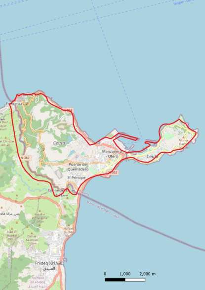 kaart Ceuta spanje
