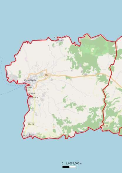 kaart Ciutadella de Menorca spanje
