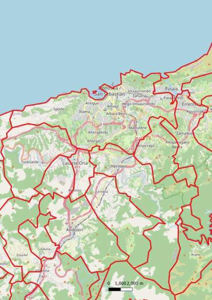 kaart Donostia-San Sebastián spanje