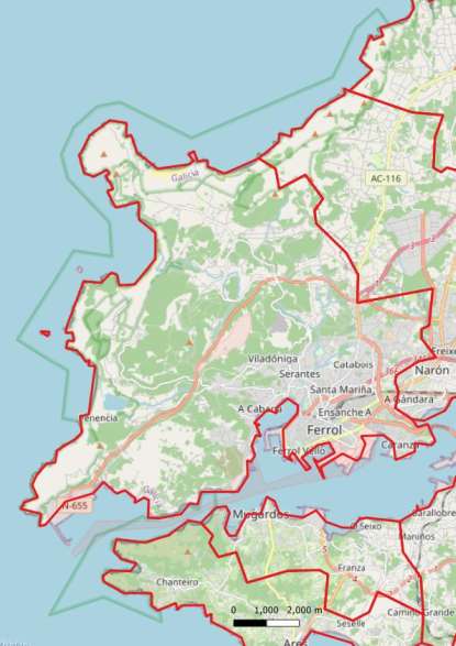 kaart Ferrol spanje