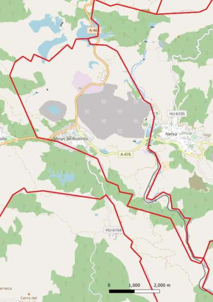 kaart Minas de Riotinto spanje