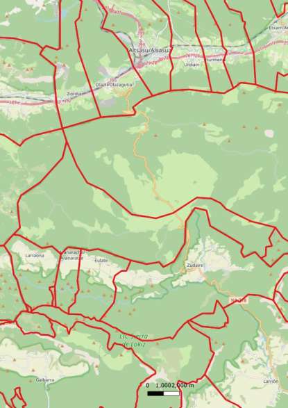 kaart Monte Común de las Amescoas spanje