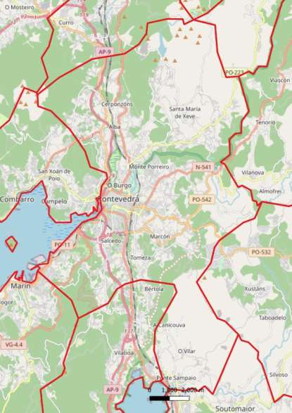 kaart Pontevedra spanje