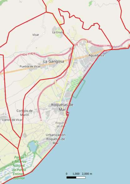 kaart Roquetas de Mar spanje