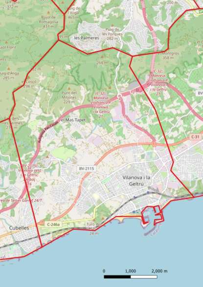kaart Vilanova i la Geltrú spanje