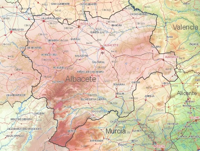 Toeristische kaart van Albacete