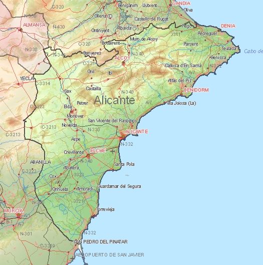 Toeristische kaart van Alicante