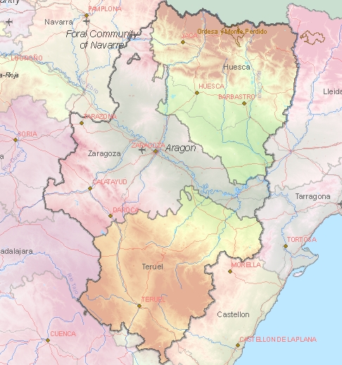 Toeristische kaart van Aragón
