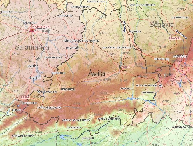 Toeristische kaart van Ávila