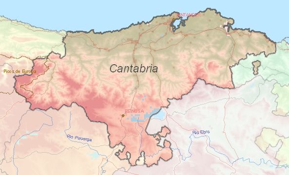 Toeristische kaart van Cantabrië