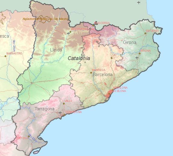 Toeristische kaart van Catalonië