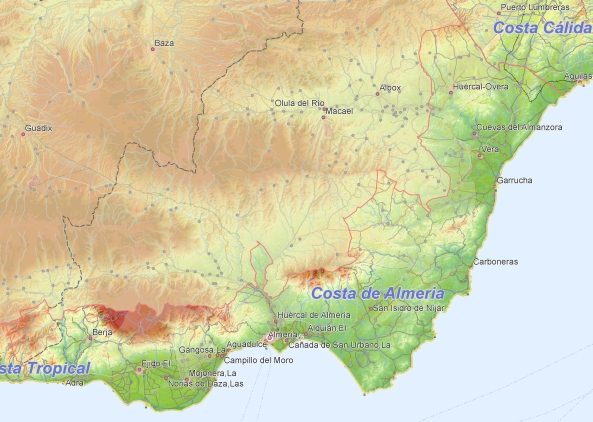 Toeristische kaart van Costa de Almeria