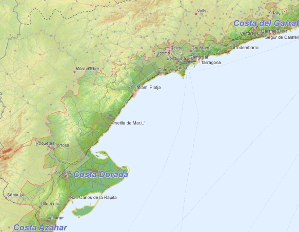 Toeristische kaart van Costa Dorada