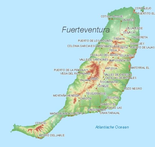 Toeristische kaart van Fuerteventura