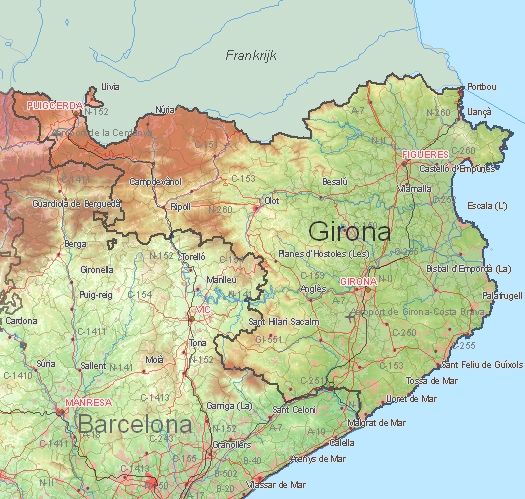 Toeristische kaart van Gerona