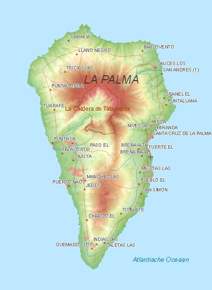 Toeristische kaart van La Palma