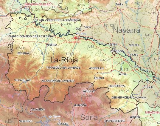 Toeristische kaart van La Rioja