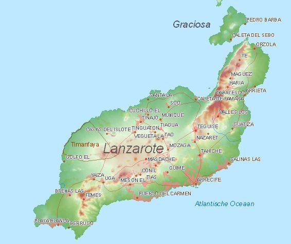 Toeristische kaart van Lanzarote