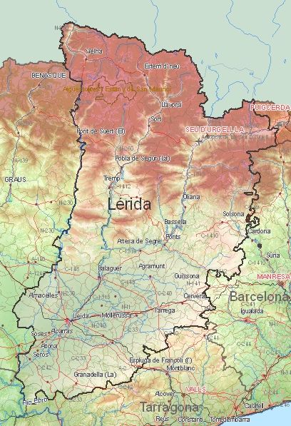 Toeristische kaart van Lérida