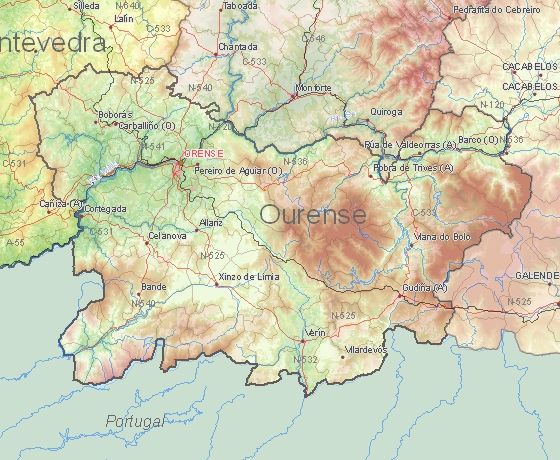 Toeristische kaart van Ourense