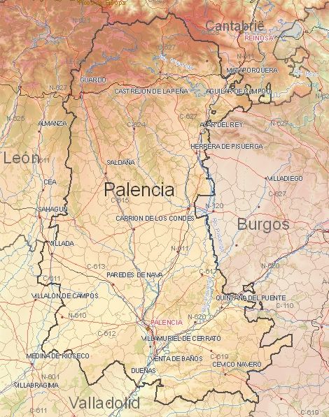 Toeristische kaart van Palencia