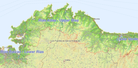 Toeristische kaart van Rías Altas