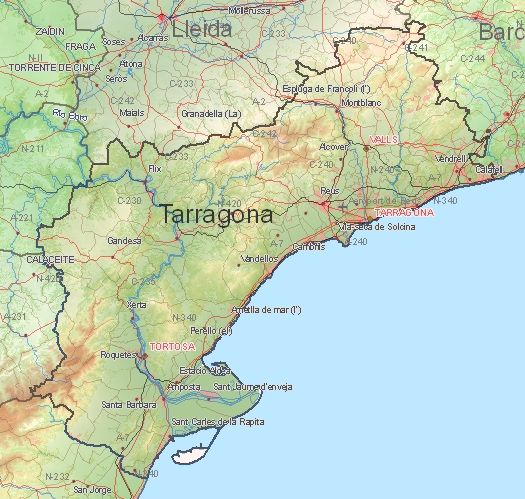Toeristische kaart van Tarragona