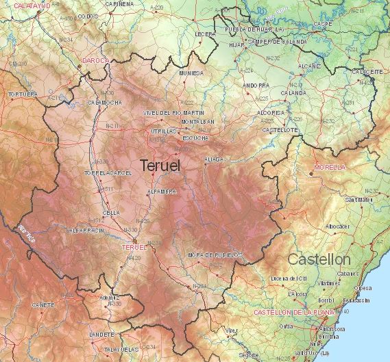 Toeristische kaart van Teruel